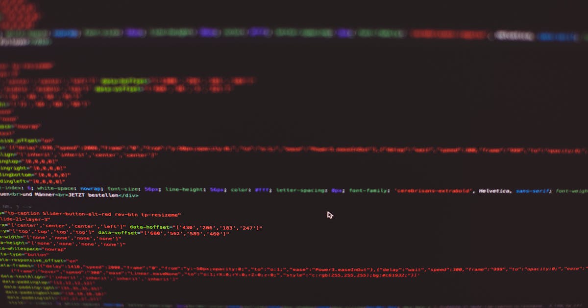 HTML and CSS code on a dark screen