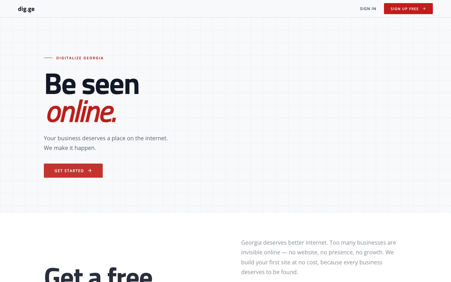 dig.ge website builder for Georgian businesses