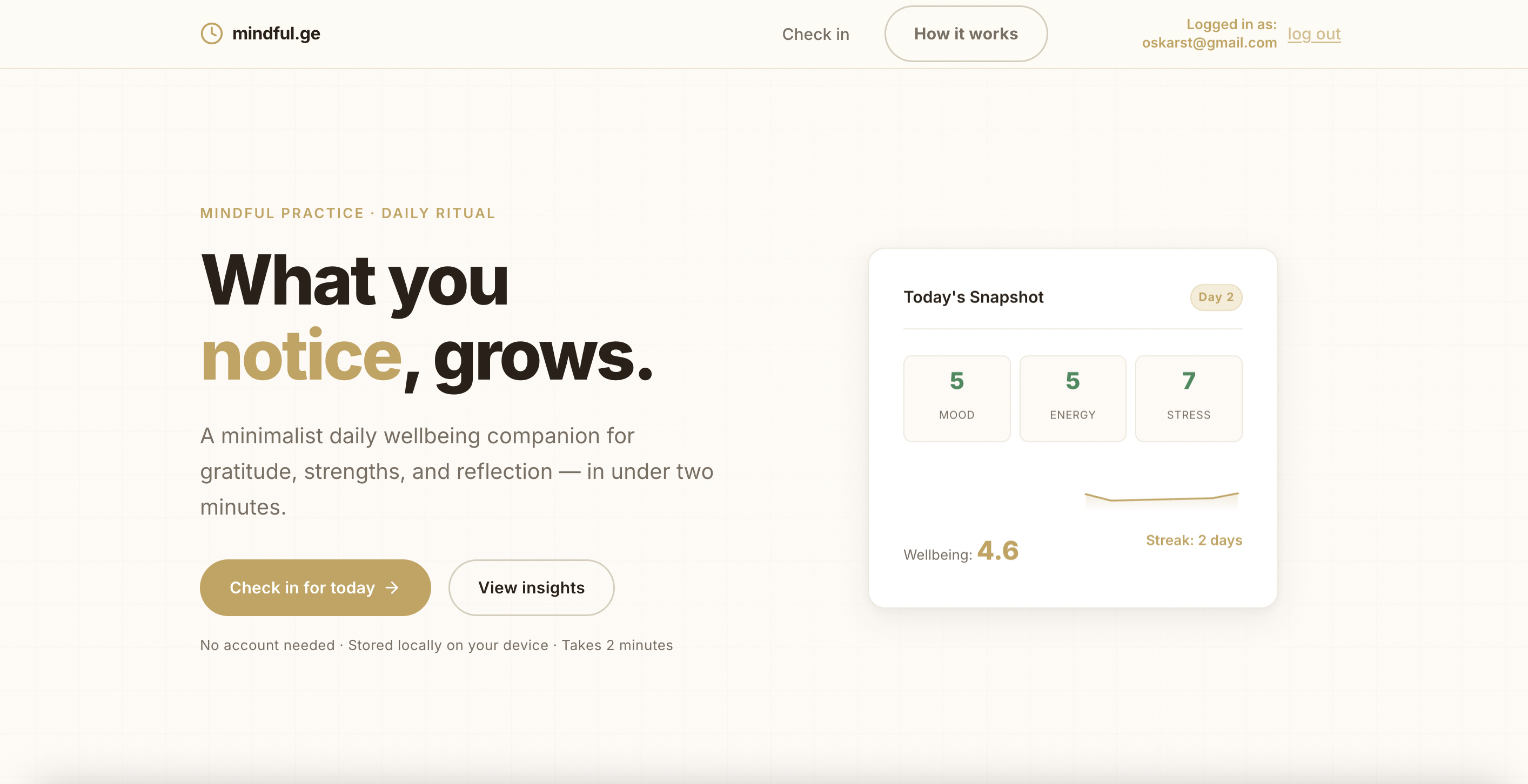 mindful.dig.ge daily wellbeing companion app